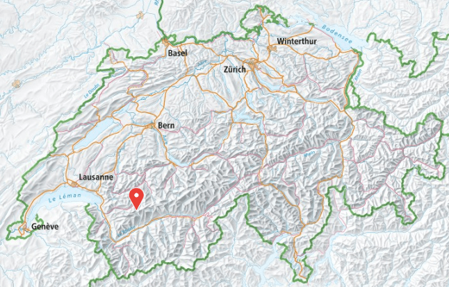 Carte de la Suisse - col du Sanetsch